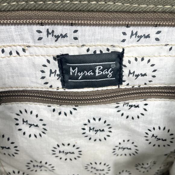 Myra Bag Leather Embroidery Shoulder Bag Tote Boho Aztec Western Brown White - Picture 11 of 16